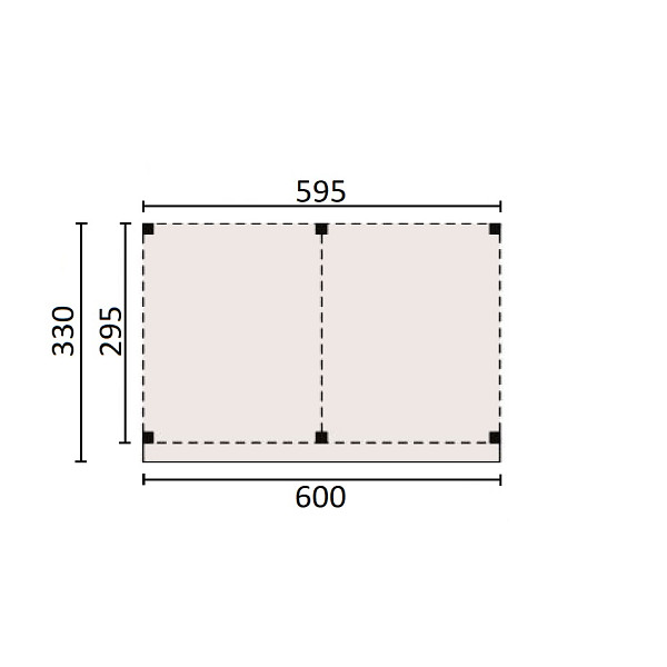 <p><strong>JWOODS Buitenverblijf 600x300cm, Fijnbezaagd</strong></p><p>Voor een voordelige prijs een prachtige overkapping in je tuin plaatsen? Dat kan met een JWOODS Buitenverblijf, een goedkope terrasoverkapping, samengesteld als ‘doe het zelf bouwpakket’. Het grote voordeel van het JWOODS concept zit hem in de prijs, welke een stuk voordeliger is in vergelijking met een prefab pakket. Uit onze voorraad tuintimmerhout stellen we een bouwpakket samen uit de beste naaldhoutsoorten, zoals Lariks, Douglashout en Redwood. Bij aanschaf wordt je uiteraard voorzien van een duidelijke opbouwinstructie.  </p><p><strong>Doe het zelf bouwpakket</strong></p><p>Het doe het zelf pakket wordt compleet geleverd inclusief dakbedekking, stadsuitloop, bevestigingsmaterialen etc. Wil je exact weten waar het pakket uit bestaat? Scroll dan naar beneden voor de complete materialenlijst. Optioneel kunnen de 12x12x300 cm palen tegen meerprijs worden vervangen voor 15x15x300 cm (bij een fijnbezaagd model) of 14x14x300 cm (bij een geschaafd model).<br />Betonpoeren, daktrimmen, een hemelwater afvoerset, een dakverankeringset en ventilatieroosters zijn optioneel en kunnen besteld worden bij de extra opties.</p><p><strong>Fundering Overkapping</strong></p><p>Voor een solide constructie monteer je de palen op betonpoeren. Rondom de poeren stort je (snel)beton. De getoonde maten zijn de funderingsmaten. Het dak overstek is standaard 30 cm diep en 5 cm in de breedte. Betonpoeren zijn in verschillende uitvoeringen verkrijgbaar. Wij raden de betonpoer de luxe 18x18x50 van harte aan.</p><p><strong>Overkapping van Lariks Douglashout en Redwood</strong></p><p>Een JWOODS Buitenverblijf wordt samengesteld uit Douglashout en Redwood hout.<br /><br />Douglas/Lariks is een prachtig duurzaam materiaal. Het heeft een mooie rood/oranje gevlamde kleur. Binnen het assortiment kan je kiezen uit "geschaafd" of "fijnbezaagd" douglas hout. Geschaafde materialen hebben een zacht en glad oppervlak. De geschaafde materialen zijn zeer maatvast door het drogen van het hout. Door uitdroging van Douglas hout is er wel kans op scheurvorming in palen of planken, dit doet echter niets af aan de kwaliteit van het hout. De fijnbezaagde materialen zijn wat ruwer aan oppervlak en de kopkanten kunnen wat splinterig zijn. Fijnbezaagd hout word vers gezaagd en kan na indrogen wat minder maatvast zijn. Ook kan er op fijnbezaagd materiaal schimmelvorming ontstaan.</p><p>JWOODS RedWood is een PEFC/FSC gekeurd, geïmpregneerd naaldhoutproduct met een warme, roodroze uitstraling. RedWood heeft dezelfde warme, authentieke uitstraling als douglashout én het behoudt lang zijn kleur. Het is daarmee een prachtig alternatief voor Douglashout.</p><p><strong>Dakbedekking</strong></p><p>Een JWOODS Buitenverblijf wordt geleverd <strong>inclusief</strong> dakbedekking voor het platte dak. Het EPDM rubberfolie wordt compleet op maat aangeleverd met EPDM lijm. Voor de afvoer van het hemelwater wordt een vierkante stadsuitloop meegeleverd.</p><p>Voor de afwerking van de dakranden en het EPDM zijn optioneel daktrimmen te bestellen.</p><p><strong>Onderhoud Overkapping</strong></p><p>Een JWOODS Buitenverblijf behoeft weinig onderhoud. Echter raden wij aan om het hout te behandelen met de producten van Hermadix. Voordelen:</p><ul>	<li>​​​​​​​Verlengt de levensduur van het hout</li>	<li>Beschermt het hout tegen krimpen, zwellen, kromtrekken en scheuren door uitdroging en vocht</li>	<li>Behoudt de mooie kleur en gaat het natuurlijke vergrijzingsproces tegen</li>	<li>Beschermt u het hout tegen UV-straling, vocht, schimmels en houtrot</li></ul><p>Zit jouw ideale terrasoverkapping niet bij de collectie? Neem gerust contact op, we helpen je graag verder.</p>