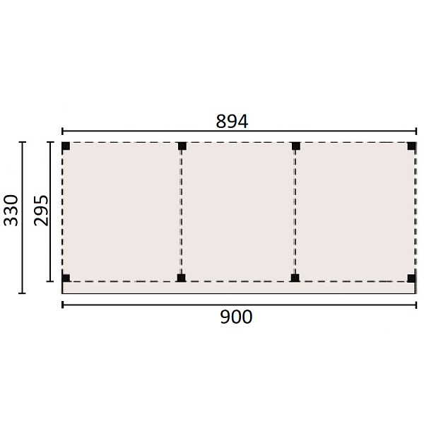 <p><strong>JWOODS Buitenverblijf 900x300 cm, Fijnbezaagd</strong></p><p>Voor een voordelige prijs een prachtige overkapping in je tuin plaatsen? Dat kan met een JWOODS Buitenverblijf, een goedkope terrasoverkapping, samengesteld als ‘doe het zelf bouwpakket’. Het grote voordeel van het JWOODS concept zit hem in de prijs, welke een stuk voordeliger is in vergelijking met een prefab pakket. Uit onze voorraad tuintimmerhout stellen we een bouwpakket samen uit de beste naaldhoutsoorten, zoals Lariks, Douglashout en Redwood. Bij aanschaf wordt je uiteraard voorzien van een duidelijke opbouwinstructie.  </p><p><strong>Doe het zelf bouwpakket</strong></p><p>Het doe het zelf pakket wordt compleet geleverd inclusief dakbedekking, stadsuitloop, bevestigingsmaterialen etc. Wil je exact weten waar het pakket uit bestaat? Scroll dan naar beneden voor de complete materialenlijst. Optioneel kunnen de 12x12x300 cm palen tegen meerprijs worden vervangen voor 15x15x300 cm (bij een fijnbezaagd model) of 14x14x300 cm (bij een geschaafd model).<br />Betonpoeren, daktrimmen, een hemelwater afvoerset, een dakverankeringset en ventilatieroosters zijn optioneel en kunnen besteld worden bij de extra opties.</p><p><strong>Fundering Overkapping</strong></p><p>Voor een solide constructie monteer je de palen op betonpoeren. Rondom de poeren stort je (snel)beton. De getoonde maten zijn de funderingsmaten. Het dak overstek is standaard 30 cm diep en 5 cm in de breedte. Betonpoeren zijn in verschillende uitvoeringen verkrijgbaar. Wij raden de betonpoer de luxe 18x18x50 van harte aan.</p><p><strong>Overkapping van Lariks Douglashout en Redwood</strong></p><p>Een JWOODS Buitenverblijf wordt samengesteld uit Douglashout en Redwood hout.<br /><br />Douglas/Lariks is een prachtig duurzaam materiaal. Het heeft een mooie rood/oranje gevlamde kleur. Binnen het assortiment kan je kiezen uit "geschaafd" of "fijnbezaagd" douglas hout. Geschaafde materialen hebben een zacht en glad oppervlak. De geschaafde materialen zijn zeer maatvast door het drogen van het hout. Door uitdroging van Douglas hout is er wel kans op scheurvorming in palen of planken, dit doet echter niets af aan de kwaliteit van het hout. De fijnbezaagde materialen zijn wat ruwer aan oppervlak en de kopkanten kunnen wat splinterig zijn. Fijnbezaagd hout word vers gezaagd en kan na indrogen wat minder maatvast zijn. Ook kan er op fijnbezaagd materiaal schimmelvorming ontstaan.</p><p>JWOODS RedWood is een PEFC/FSC gekeurd, geïmpregneerd naaldhoutproduct met een warme, roodroze uitstraling. RedWood heeft dezelfde warme, authentieke uitstraling als douglashout én het behoudt lang zijn kleur. Het is daarmee een prachtig alternatief voor Douglashout.</p><p><strong>Dakbedekking</strong></p><p>Een JWOODS Buitenverblijf wordt geleverd <strong>inclusief</strong> dakbedekking voor het platte dak. Het EPDM rubberfolie wordt compleet op maat aangeleverd met EPDM lijm. Voor de afvoer van het hemelwater wordt een vierkante stadsuitloop meegeleverd.</p><p>Voor de afwerking van de dakranden en het EPDM zijn optioneel daktrimmen te bestellen.</p><p><strong>Onderhoud Overkapping</strong></p><p>Een JWOODS Buitenverblijf behoeft weinig onderhoud. Echter raden wij aan om het hout te behandelen met de producten van Hermadix. Voordelen:</p><ul>	<li>​​​​​​​Verlengt de levensduur van het hout</li>	<li>Beschermt het hout tegen krimpen, zwellen, kromtrekken en scheuren door uitdroging en vocht</li>	<li>Behoudt de mooie kleur en gaat het natuurlijke vergrijzingsproces tegen</li>	<li>Beschermt u het hout tegen UV-straling, vocht, schimmels en houtrot</li></ul><p>Zit jouw ideale terrasoverkapping niet bij de collectie? Neem gerust contact op, we helpen je graag verder.</p>