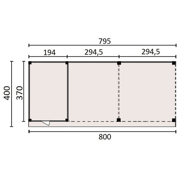 <h1><strong>JWOODS Buitenverblijf 800x370cm incl. berging 200(b), Fijnbezaagd zweeds rabat blank</strong></h1><p>Voor een voordelige prijs een prachtige overkapping in je tuin plaatsen? Dat kan met een JWOODS Buitenverblijf, een goedkope terrasoverkapping, samengesteld als ‘doe het zelf bouwpakket’. Het grote voordeel van het JWOODS concept zit hem in de prijs, welke een stuk voordeliger is in vergelijking met een prefab pakket. Uit onze voorraad tuintimmerhout stellen we een bouwpakket samen uit de beste naaldhoutsoorten, zoals Lariks, Douglashout en Redwood. Bij aanschaf wordt je uiteraard voorzien van een duidelijke opbouwinstructie.  </p><h2><strong>Doe het zelf bouwpakket</strong></h2><p>Het doe het zelf pakket wordt compleet geleverd inclusief dakbedekking, stadsuitloop, bevestigingsmaterialen etc. Wil je exact weten waar het pakket uit bestaat? Scroll dan naar beneden voor de complete materialenlijst. Optioneel kunnen de 12x12x300 cm palen tegen meerprijs worden vervangen voor 15x15x300 cm (bij een fijnbezaagd model) of 14x14x300 cm (bij een geschaafd model).<br />Betonpoeren, daktrimmen, een hemelwater afvoerset, een dakverankeringset en ventilatieroosters zijn optioneel en kunnen besteld worden bij de extra opties.</p><h2><strong>Fundering Overkapping</strong></h2><p>Voor een solide constructie monteer je de palen op betonpoeren. Rondom de poeren stort je (snel)beton. De getoonde maten zijn de funderingsmaten. Het dak overstek is standaard 30 cm diep en 5 cm in de breedte. Betonpoeren zijn in verschillende uitvoeringen verkrijgbaar. Wij raden de betonpoer de luxe 18x18x50 van harte aan.</p><h2><strong>Overkapping van Lariks Douglashout en Redwood</strong></h2><p>Een JWOODS Buitenverblijf wordt samengesteld uit Douglashout en Redwood hout.<br /><br />Douglas/Lariks is een prachtig duurzaam materiaal. Het heeft een mooie rood/oranje gevlamde kleur. Binnen het assortiment kan je kiezen uit "geschaafd" of "fijnbezaagd" douglas hout. Geschaafde materialen hebben een zacht en glad oppervlak. De geschaafde materialen zijn zeer maatvast door het drogen van het hout. Door uitdroging van Douglas hout is er wel kans op scheurvorming in palen of planken, dit doet echter niets af aan de kwaliteit van het hout. De fijnbezaagde materialen zijn wat ruwer aan oppervlak en de kopkanten kunnen wat splinterig zijn. Fijnbezaagd hout word vers gezaagd en kan na indrogen wat minder maatvast zijn. Ook kan er op fijnbezaagd materiaal schimmelvorming ontstaan.</p><p>JWOODS RedWood is een PEFC/FSC gekeurd, geïmpregneerd naaldhoutproduct met een warme, roodroze uitstraling. RedWood heeft dezelfde warme, authentieke uitstraling als douglashout én het behoudt lang zijn kleur. Het is daarmee een prachtig alternatief voor Douglashout.</p><h2><strong>Dakbedekking</strong></h2><p>Een JWOODS Buitenverblijf wordt geleverd <strong>inclusief</strong> dakbedekking voor het platte dak. Het EPDM rubberfolie wordt compleet op maat aangeleverd met EPDM lijm. Voor de afvoer van het hemelwater wordt een vierkante stadsuitloop meegeleverd.</p><p>Voor de afwerking van de dakranden en het EPDM zijn optioneel daktrimmen te bestellen.</p><h2><strong>Onderhoud Overkapping</strong></h2><p>Een JWOODS Buitenverblijf behoeft weinig onderhoud. Echter raden wij aan om het hout te behandelen met de producten van Hermadix. Voordelen:</p><ul>	<li>​​​​​​​Verlengt de levensduur van het hout</li>	<li>Beschermt het hout tegen krimpen, zwellen, kromtrekken en scheuren door uitdroging en vocht</li>	<li>Behoudt de mooie kleur en gaat het natuurlijke vergrijzingsproces tegen</li>	<li>Beschermt u het hout tegen UV-straling, vocht, schimmels en houtrot</li></ul><p>Zit jouw ideale terrasoverkapping niet bij de collectie? Neem gerust contact op, we helpen je graag verder.</p>