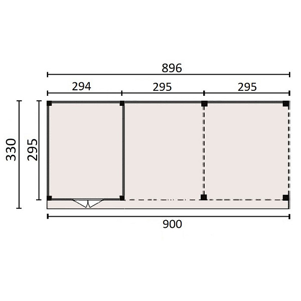 <h1><strong>JWOODS Buitenverblijf 900x300cm incl. berging 300(b), Fijnbezaagd zweeds rabat blank</strong></h1><p>Voor een voordelige prijs een prachtige overkapping in je tuin plaatsen? Dat kan met een JWOODS Buitenverblijf, een goedkope terrasoverkapping, samengesteld als ‘doe het zelf bouwpakket’. Het grote voordeel van het JWOODS concept zit hem in de prijs, welke een stuk voordeliger is in vergelijking met een prefab pakket. Uit onze voorraad tuintimmerhout stellen we een bouwpakket samen uit de beste naaldhoutsoorten, zoals Lariks, Douglashout en Redwood. Bij aanschaf wordt je uiteraard voorzien van een duidelijke opbouwinstructie.  </p><h2><strong>Doe het zelf bouwpakket</strong></h2><p>Het doe het zelf pakket wordt compleet geleverd inclusief dakbedekking, stadsuitloop, bevestigingsmaterialen etc. Wil je exact weten waar het pakket uit bestaat? Scroll dan naar beneden voor de complete materialenlijst. Optioneel kunnen de 12x12x300 cm palen tegen meerprijs worden vervangen voor 15x15x300 cm (bij een fijnbezaagd model) of 14x14x300 cm (bij een geschaafd model).<br />Betonpoeren, daktrimmen, een hemelwater afvoerset, een dakverankeringset en ventilatieroosters zijn optioneel en kunnen besteld worden bij de extra opties.</p><h2><strong>Fundering Overkapping</strong></h2><p>Voor een solide constructie monteer je de palen op betonpoeren. Rondom de poeren stort je (snel)beton. De getoonde maten zijn de funderingsmaten. Het dak overstek is standaard 30 cm diep en 5 cm in de breedte. Betonpoeren zijn in verschillende uitvoeringen verkrijgbaar. Wij raden de betonpoer de luxe 18x18x50 van harte aan.</p><h2><strong>Overkapping van Lariks Douglashout en Redwood</strong></h2><p>Een JWOODS Buitenverblijf wordt samengesteld uit Douglashout en Redwood hout.<br /><br />Douglas/Lariks is een prachtig duurzaam materiaal. Het heeft een mooie rood/oranje gevlamde kleur. Binnen het assortiment kan je kiezen uit "geschaafd" of "fijnbezaagd" douglas hout. Geschaafde materialen hebben een zacht en glad oppervlak. De geschaafde materialen zijn zeer maatvast door het drogen van het hout. Door uitdroging van Douglas hout is er wel kans op scheurvorming in palen of planken, dit doet echter niets af aan de kwaliteit van het hout. De fijnbezaagde materialen zijn wat ruwer aan oppervlak en de kopkanten kunnen wat splinterig zijn. Fijnbezaagd hout word vers gezaagd en kan na indrogen wat minder maatvast zijn. Ook kan er op fijnbezaagd materiaal schimmelvorming ontstaan.</p><p>JWOODS RedWood is een PEFC/FSC gekeurd, geïmpregneerd naaldhoutproduct met een warme, roodroze uitstraling. RedWood heeft dezelfde warme, authentieke uitstraling als douglashout én het behoudt lang zijn kleur. Het is daarmee een prachtig alternatief voor Douglashout.</p><h2><strong>Dakbedekking</strong></h2><p>Een JWOODS Buitenverblijf wordt geleverd <strong>inclusief</strong> dakbedekking voor het platte dak. Het EPDM rubberfolie wordt compleet op maat aangeleverd met EPDM lijm. Voor de afvoer van het hemelwater wordt een vierkante stadsuitloop meegeleverd.</p><p>Voor de afwerking van de dakranden en het EPDM zijn optioneel daktrimmen te bestellen.</p><h2><strong>Onderhoud Overkapping</strong></h2><p>Een JWOODS Buitenverblijf behoeft weinig onderhoud. Echter raden wij aan om het hout te behandelen met de producten van Hermadix. Voordelen:</p><ul>	<li>​​​​​​​Verlengt de levensduur van het hout</li>	<li>Beschermt het hout tegen krimpen, zwellen, kromtrekken en scheuren door uitdroging en vocht</li>	<li>Behoudt de mooie kleur en gaat het natuurlijke vergrijzingsproces tegen</li>	<li>Beschermt u het hout tegen UV-straling, vocht, schimmels en houtrot</li></ul><p>Zit jouw ideale terrasoverkapping niet bij de collectie? Neem gerust contact op, we helpen je graag verder.</p>