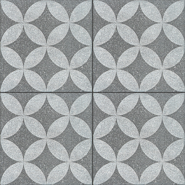 Restpartij Schagen: 4 stuks GeoProArte Design 60x60x4 cm Belgian Blue Dark Grey Flower