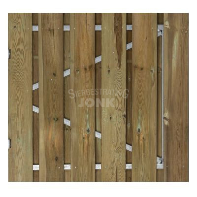<p><strong>Grenen tuindeuren</strong></p><p>De plankendeuren van Jonk zijn verkrijgbaar met houten en stalen frame. De schermen zijn door middel van een vacuüm- en drukmethode geïmpregneerd waardoor het landuriger beschermd is tegen schimmel en houtrot. De deuren met houten frame bestaan uit planken van 15mm dikte en degenen met stalen frame hebben een houtdikte van 17mm.</p><ul>	<li>exclusief hang en sluitwerk</li></ul>