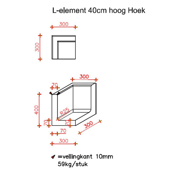 <h1><strong>L-Hoekelement</strong></h1><p>Een L-Hoekelement is op verschillende manieren toe te passen. Ze zijn te combineren met de L-elementen om zo een vloeiende hoek te creeeren. L-Hoekelementen zijn ook toe te passen om verhoogde borders te maken in de tuin., of hoogteverschil in de tuin op te vangen.</p><p>De L-Hoekelementen zijn verkrijgbaar in diverse maten in de kleuren grijs, zwart en roestbruin.</p>