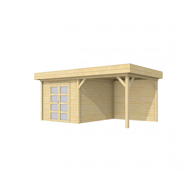 Vuren Topvision tuinhuis Bosuil, 300 x 300 cm. en luifel 300 cm., kleurloos geïmpregneerd
