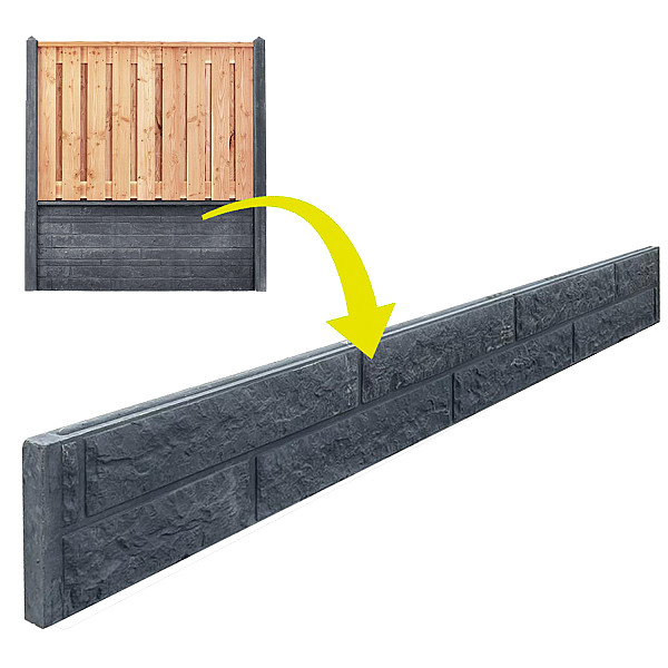 <p><strong>Betonschutting</strong></p><p>Een Luxe Hout & beton rotsmotief schutting is een combinatie van betonpalen, twee rotsmotief onderplaten met een betonnen afdekkap met daarop een plankenscherm van 130 cm hoog. De totale hoogte is ongeveer 195 cm. Een hout & beton rotsmotief schutting is de ideale combinatie voor een lange levensduur. Indien u de antraciet gekleurde beton elementen op kleur wilt houden dan kunt u de elementen behandelen met een speciale coating.<br /><br />Let op! Een betonpaal wordt geproduceerd met twee gaten. Deze gaten zijn bedoeld voor het unibeslag waarbij de L-beugels aan elkaar verbonden d.m.v. een stuk tapeind die door de gaten in de palen gaan. Deze gaten zitten op een bepaalde hoogte welke overeenkomen met een horizontale ligger van een 21-planks scherm of een douglas scherm. Bij alle overige schermen komen de horizontale liggers niet overeen met het voorgeboorde gat. Er zal dus een extra gat geboord moeten worden in de paal of u bevestigd het uni-beslag met kleinere schroeven alleen aan de plank.</p>