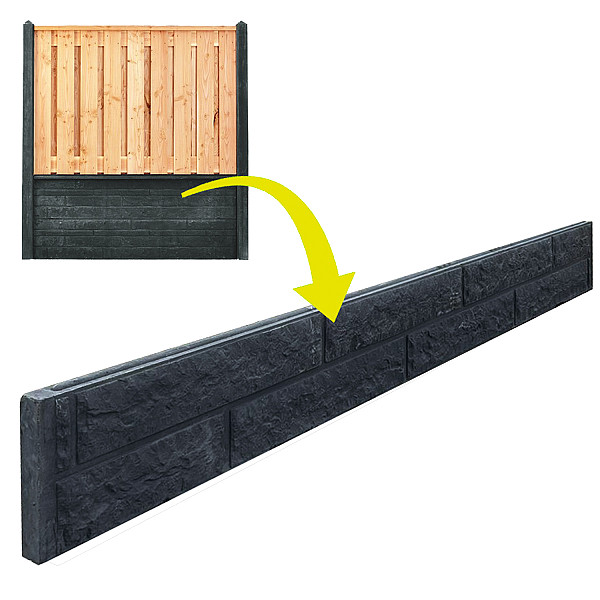 <p><strong>Betonschutting</strong></p><p>Een Luxe Hout & beton rotsmotief schutting is een combinatie van betonpalen, twee rotsmotief onderplaten met een betonnen afdekkap met daarop een plankenscherm van 130 cm hoog. De totale hoogte is ongeveer 195 cm. Een hout & beton rotsmotief schutting is de ideale combinatie voor een lange levensduur. Indien u de antraciet gekleurde beton elementen op kleur wilt houden dan kunt u de elementen behandelen met een speciale coating.<br /><br />Let op! Een betonpaal wordt geproduceerd met twee gaten. Deze gaten zijn bedoeld voor het unibeslag waarbij de L-beugels aan elkaar verbonden d.m.v. een stuk tapeind die door de gaten in de palen gaan. Deze gaten zitten op een bepaalde hoogte welke overeenkomen met een horizontale ligger van een 21-planks scherm of een douglas scherm. Bij alle overige schermen komen de horizontale liggers niet overeen met het voorgeboorde gat. Er zal dus een extra gat geboord moeten worden in de paal of u bevestigd het uni-beslag met kleinere schroeven alleen aan de plank.</p>