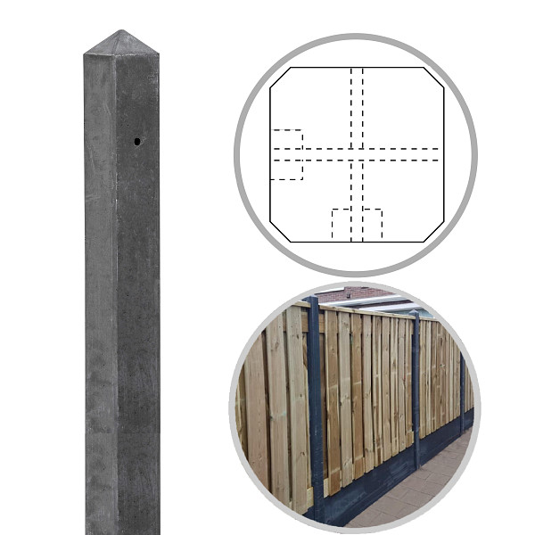 Beton DB Hoekpaal (2sp) 10x10x308 cm, Antraciet tbv Scherm 180