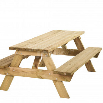 <h2><strong>Picknicktafel Bobito</strong></h2><h3>De picknicktafel Bobito biedt plaats aan wel acht volwassenen.</h3><h3>De bladmaat is 71 x 220 cm., de zithoogte is 49 cm.en de bladhoogte is 80 cm. De tafel heeft een houtdikte van 42 mm. De tafel is geïmpregneerd. De tafel is gemaakt van vuren hout en wordt geleverd met voorgemonteerde onderdelen.</h3><p> </p>