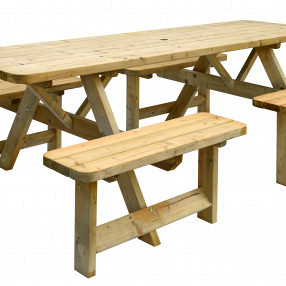 <h2><strong>Picknicktafel Family</strong></h2><h3>De picknicktafel Family biedt plaats aan wel acht volwassenen en heeft een gemakkelijke instap door de vier aparte bankjes. Ideaal voor een barbecue of verjaardagsfeestje.</h3><h3>De vier zitbanken hebben een afmeting van 30 x100 cm.. De bladmaat is 70 x 240 cm., de zithoogte is 48 cm.en de bladhoogte is 78 cm. De tafel heeft een houtdikte van 40 mm. De totale maat is (b x l) 155 x 240 cm. De tafel is groen geïmpregneerd. De tafel is gemaakt van vuren hout en wordt geleverd met voorgemonteerde onderdelen.</h3>