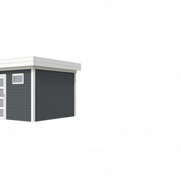 Vuren Topvision tuinhuis Tapuit, 300 x 300 cm., antraciet / wit gespoten