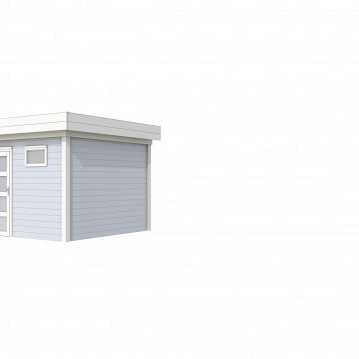 Vuren Topvision tuinhuis Tapuit, 300 x 300 cm., lichtgrijs / wit gespoten