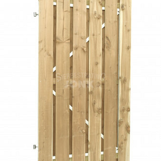 <h2><strong>Tuinpoort</strong></h2><h3>De plankendeuren van Jonk zijn verkrijgbaar met houten en stalen frame. De schermen zijn door middel van een vacuüm- en drukmethode geïmpregneerd waardoor het langduriger beschermd is tegen schimmel en houtrot. De deuren met houten frame bestaan uit planken van 15 mm dikte en degenen met stalen frame hebben een houtdikte van 15 mm.</h3><ul>	<li>	<h3>exclusief hang en sluitwerk</h3>	</li></ul><p> </p>