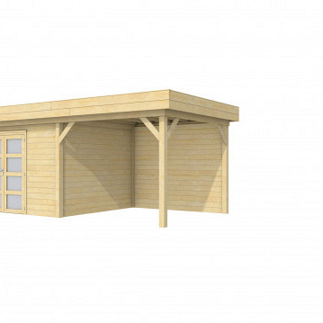 Vuren Topvision tuinhuis Parelhoen, 400 x 300 cm. en luifel 300 cm., onbehandeld