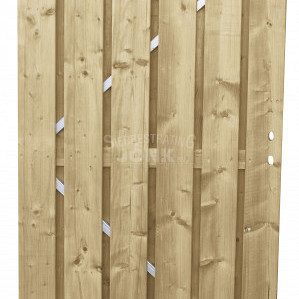 <h2><strong>Tuinpoort</strong></h2><h3>De plankendeuren van Jonk zijn verkrijgbaar met houten en stalen frame. De schermen zijn door middel van een vacuüm- en drukmethode geïmpregneerd waardoor het langduriger beschermd is tegen schimmel en houtrot. De deuren met houten frame bestaan uit planken van 15 mm dikte en degene met stalen frame hebben een houtdikte van 15 mm.</h3><ul>	<li>	<h3>exclusief hang en sluitwerk</h3>	</li></ul><p> </p>