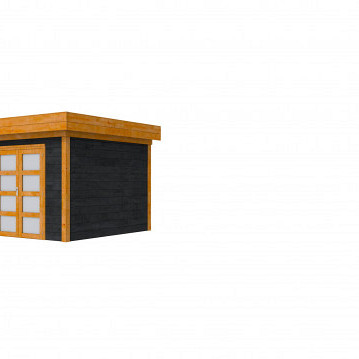 Douglas Topvision tuinhuis Roek, 300 x 300 cm., zwart geïmpregneerd / transparant gespoten