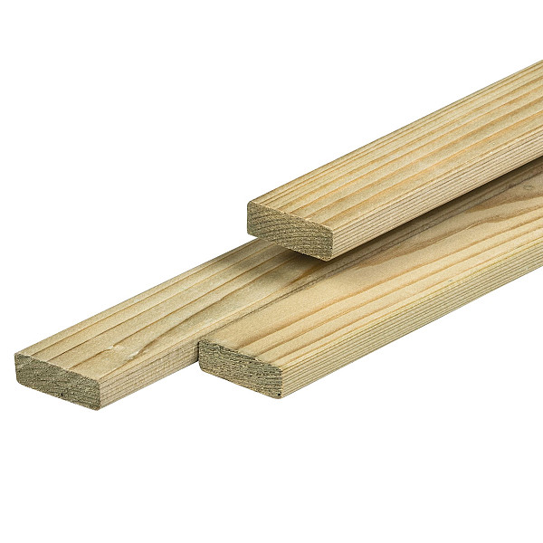 <h1><strong>Plank Noord-Europees vuren</strong></h1><p>Noord-Europees vuren heeft een fijne houtstructuur en kleine noesten. In Noord-Europa groeit het vurenhout veel langzamer, waardoor het hout een dichtere structuur en kleinere noesten bevat dan Midden-Europees vurenhout. Het hout is onder hoge druk geïmpregneerd waardoor het een lange levensduur heeft.</p><p>Vurenhout wordt vaak gebruikt in tuinprojecten vanwege zijn veelzijdigheid, betaalbaarheid en beschikbaarheid. Het wordt gebruikt voor tuinmeubilair, schuttingen, bloembakken, terrassen en vlonders, tuinhekken, pergola's en tuinbogen.</p><p> </p><h2>Productbeschrijving</h2><p>Afwerking: Geschaafd</p><p>Behandeling: Geïmpregneerd</p><p>Droging: Gedroogd</p><p>Houtsoort: Vuren</p><p>Materiaal: Hout</p><p>Breedte: 4,5 cm.</p><p>Lengte: 360 cm.</p><p>Dikte: 1,9 cm.</p><p>Randafwerking: Ronde hoeken</p>