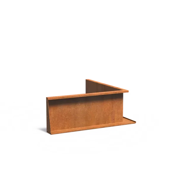 Keerwand binnenhoek Cortenstaal 3 mm 100x100x40 cm