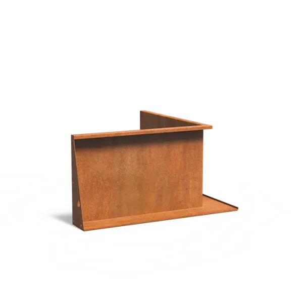 Keerwand binnenhoek Cortenstaal 3 mm 100x100x60 cm