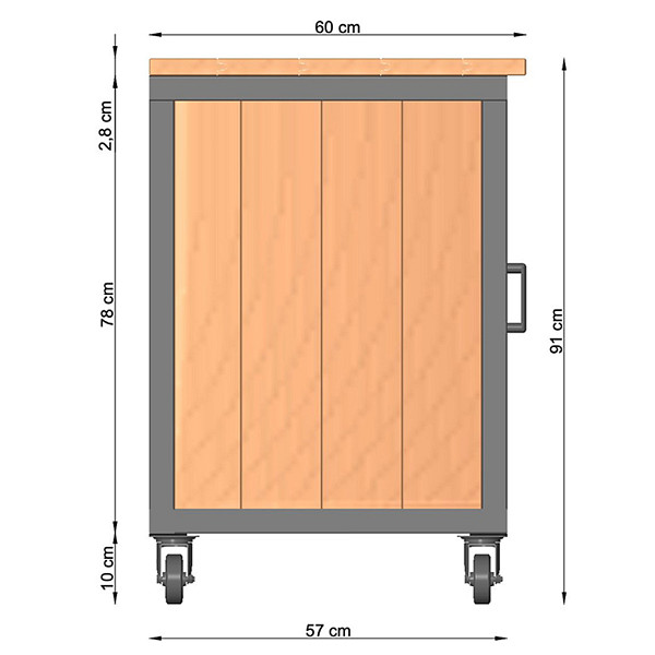 <h1><strong>Buitenkeuken Acero</strong></h1><p>De douglas buitenkeuken Acero is een eigentijdse en betaalbare buitenkeuken voor onder je prieel of overkapping. Gedroogd douglas hout wordt gecombineerd met een zwart gepoedercoat stalen frame, waardoor de keuken een moderne uitstraling heeft. Het blad wordt exclusief een uitsparing geleverd. De grootte van de uitsparing is afhankelijk van het type barbecue dat wordt toegepast en kan na montage zelf worden ingezaagd.</p><h2>Productbeschrijving</h2><p>Afwerking: Geschaafd</p><p>Behandeling: Onbehandeld</p><p>Materiaal: Hout</p><p>Houtsoort: Douglas</p><p>Diepte: 57 cm.</p><p>Breedte: 190 cm.</p><p>Hoogte: 88 cm.</p><p>Inbegrepen:</p><p>- Inclusief deuren, zij- en achterwanden, tussen- en bodemplank gemaakt van verlijmde douglas veer/groefplanken (1,8x14,5 cm.)</p><p>-  Werkblad gemaakt van verlijmde douglas blokhutprofielen.</p><p>- Handgreep linkerzijde. Met de handgreep kun je de keuken verplaatsen of je kunt deze gebruiken om accessoires aan op te hangen.</p><p>- Vier zwarte zwenkwielen uitgevoerd met een rem.</p><p>- Zwarte handgrepen voor de deurtjes.</p><p>Extra informatie: De buitenkeuken wordt geleverd als bouwpakket. De keuken heeft een stalen frame bestaande uit vierkante kokers 4x4 cm.</p><p>Bevestigingsmateriaal inbegrepen: Ja</p>