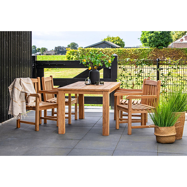 <h1><strong>Blokstoel Birmingham</strong></h1><p>Tuinstoelen zijn verkrijgbaar in verschillende stijlen en materialen, waardoor ze geschikt zijn voor verschillende smaken.</p><h2>Productbeschrijving</h2><p>Behandeling: Onbehandeld</p><p>Materiaal: Hout</p><p>Houtsoort: Teak</p><p>Keurmerk: Indonesian Legal Wood</p><p>Diepte: 50 cm.</p><p>Breedte: 58 cm.</p><p>Hoogte: 93 cm.</p><p>Zithoogte: 44 cm.</p><p>Bevestigingsmateriaal inbegrepen: Ja</p>