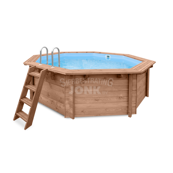 <h1><strong>Zwembaden</strong></h1><p>De zwembaden zijn vervaardigd van onder druk geïmpregneerd Noord Europees grenenhout. Deze zijn duurzaam en leverbaar in diverse afmetingen waardoor ze in bijna elke tuin voor jarenlange waterpret zorgen. Je kunt de zwembaden uitbreiden met verschillende accessoires. Alle modellen zijn eenvoudig op te bouwen met behulp van de bijgeleverde montage-instructie.</p><h2>Doe-het-zelfpakket</h2><ul>	<li>Houten ombouw</li>	<li>Geotextiel, comfortabele, isolerende (onzichtbare) onderlaag.</li>	<li>PVC liner (zichtbare binnenbekleding) met bevestigingen en een linerlock.</li>	<li>Skimmer en inlaat (zorgen ervoor dat het zwembad schoon blijft).</li>	<li>RVS en houten trap</li>	<li>Pomp</li>	<li>Zandfilter met bovenklep</li>	<li>Filterzand</li>	<li>Set buizen en hulpstukken voor pomp- en filtermontage</li>	<li>Montage-instructies</li></ul><h2>Zwembad inbouwen</h2><p>Het zwembad kan volledig in de grond worden geplaatst. In dat geval moet je de ombouw van het zwembad extra beschermen. Alvorens de constructie te installeren, raden wij aan alle onderdelen met olie of houtolie te behandelen. Het gat in de grond moet iets groter zijn dan de afmetingen van het zwembad, zodat een stabiele vlakke en stevige ondergrond kan worden gerealiseerd. De isolatie en de behandeling van de ombouw moeten worden uitgevoerd volgens de bijgeleverde documentatie van het zwembad.</p><h2>Productbeschrijving</h2><p>Materiaal: Hout</p><p>Kuipmateriaal: Polyester</p><p>Diepte: 401 cm.</p><p>Breedte: 434 cm.</p><p>Hoogte: 116 cm.</p><p>Inhoud: 9,98 m³</p><p>Garantie: Ja</p><p>Inbegrepen: Geleverd als doe-het-zelfpakket inclusief houten ombouw zwembad, pvc liner met bevestigingen en een linerlock, geotextiel grond en muren, een skimmer en inlaat, rvs ladder 3 of 4 treden met geflensde ankerconverters en schroeven voor montage, pomp- en zandfilter met bovenklep, filterzand, set buizen en hulpstukken voor pomp- en filtermontage en montage-instructies.</p><p>Extra informatie: Vervaardigd van onder druk geïmpregneerd Noord-Europees grenenhout. Houtdikte ombouw 45x145 mm.</p>