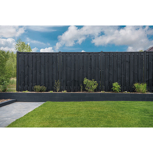 Tuinscherm Stuttgart zwart gespoten geschaafd grenen 21-planks 180x130 cm