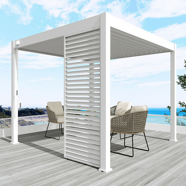 Aluminium overkapping louvrepaneel horizontaal wit 93 cm