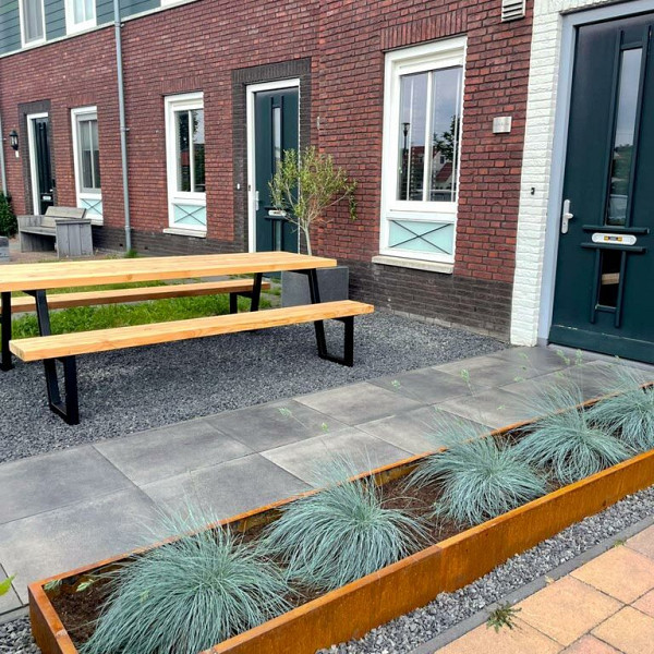 Cortenstaal kantopsluiting gezet complete set 2400x3x22 cm