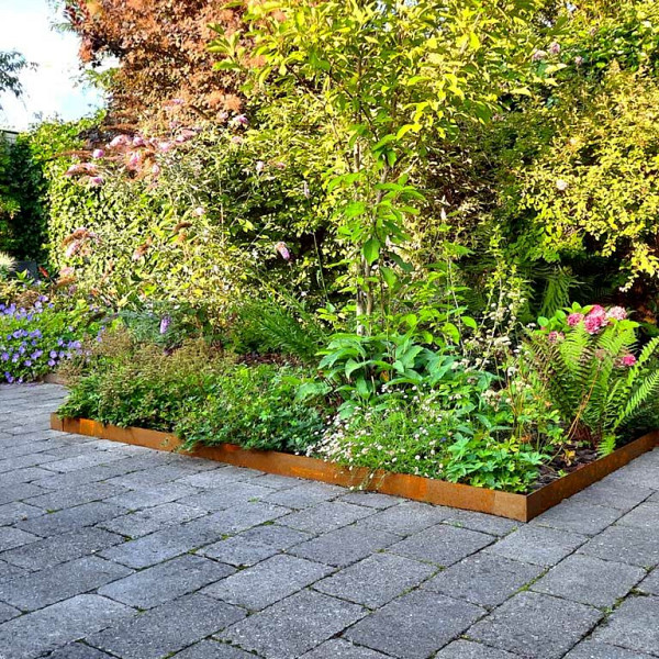 Cortenstaal kantopsluiting recht complete set 2400x0,2x15 cm