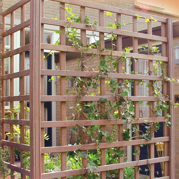 <p><strong>Hardhouten trellis</strong></p><p>Door hun open structuur ogen klimrekken stijlvol en gezellig. Dat maakt ze geschikt voor luchtige afscheidingen en het creëren van knusse, sfeervolle hoekjes. Zo'n hoekje blijft dan toch volledig deel uitmaken van de tuin. De hardhouten klimrekken van Jonk zijn de ideale basis voor elke klimplant. U brengt eenvoudig een bijzonder accent aan, waarim klimplanten en andere snelle 'groeiers en bloeiers' het werk voor u afmaken tot een kleurig en geurig geheel. Verder worden ze veelal gebruikt in combinatie met natuurlijke tuinafscheidingen zoals wilgenrollen, heidematten, bamboematten en boomschorsmatten. klimrekken kunt u gemakkelijk aan een tuinmuur bevestigen of eventueel tegen hardhouten palen of betonpalen.</p>