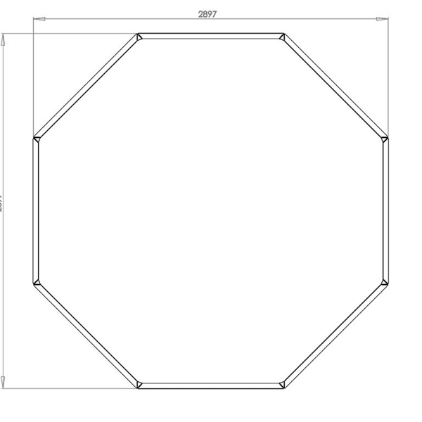 Cortenstaal achthoekige plantenbak Chicago 120, 289,7x289,7x30 cm