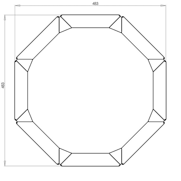 Cortenstaal achthoekige plantenbak Chicago 20, 48,3x48,3x80 cm met bodemplaat