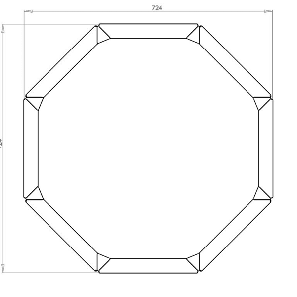 Cortenstaal achthoekige plantenbak Chicago 30, 72,4x72,4x30 cm met bodemplaat