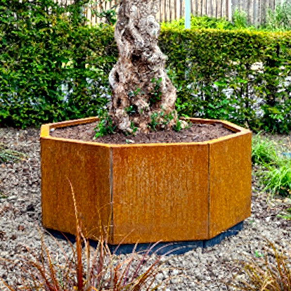 Cortenstaal achthoekige plantenbak Chicago 80, 193,1x193,1x40 cm