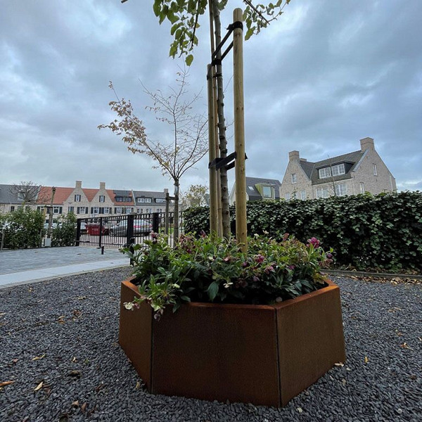 Cortenstaal achthoekige plantenbak Chicago 50, 120,7x120,7x30 cm