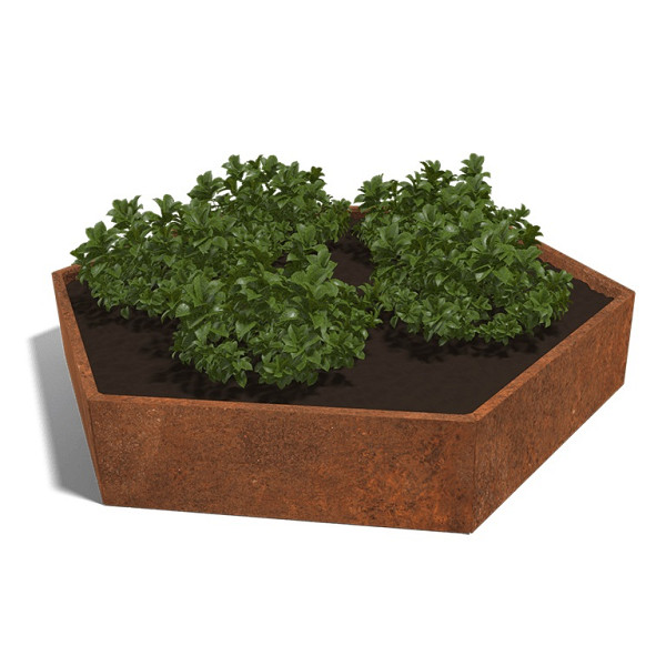Cortenstaal zeshoekige plantenbak Denver 120, 239,3x207,8x80 cm