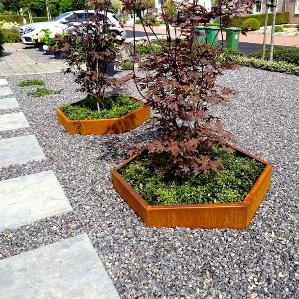 Cortenstaal zeshoekige plantenbak Denver 120, 239,3x207,8x80 cm