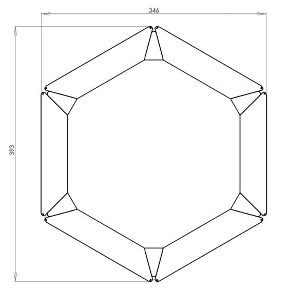 Cortenstaal zeshoekige plantenbak Denver 20, 39,3x34,6x70 cm met bodemplaat