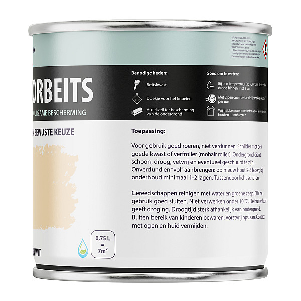 Houtdecorbeits Dekkend Gebroken Wit - 750 ml