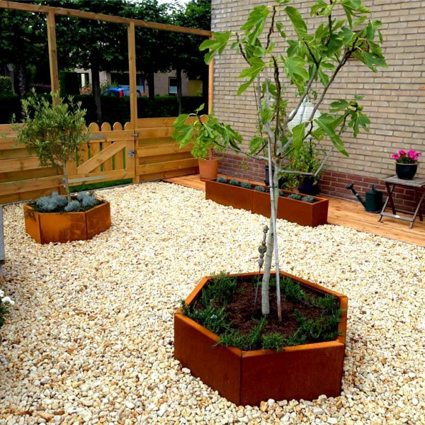 Cortenstaal zeshoekige plantenbak Denver 50, 99,3x86,6x80 cm