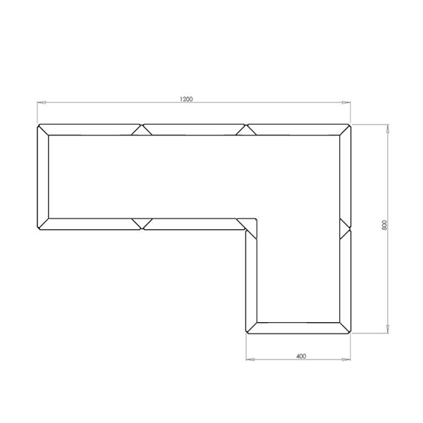 Cortenstaal L-vormige plantenbak Kansas 40, 120x80x30 cm geen bodemplaat