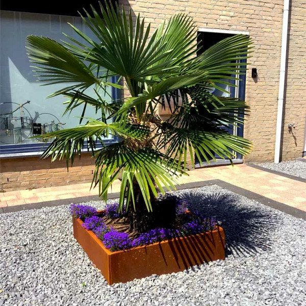 Cortenstaal vierkante plantenbak Miami 100x100x100 cm met bodemplaat