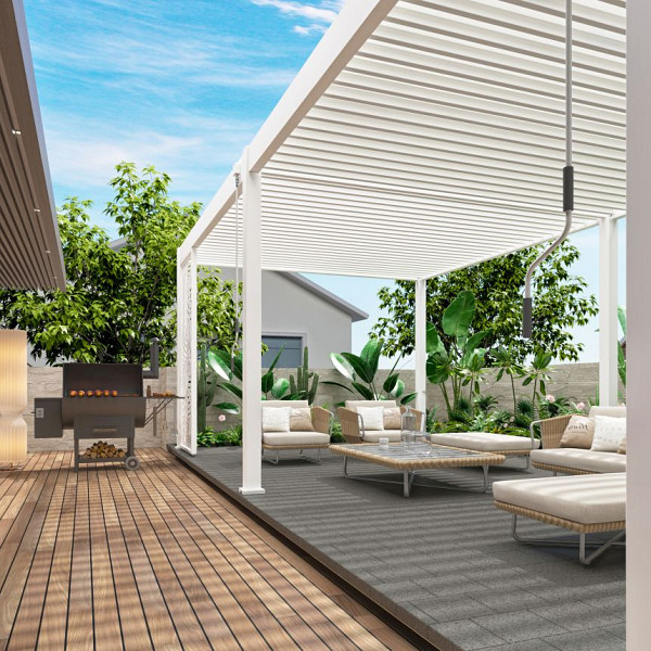 Shuttershade Aluminium Pergola 360x720x255cm White RAL 9016 Vrijstaand