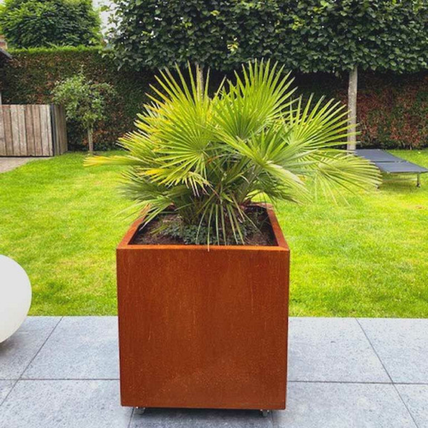 Cortenstaal vierkante plantenbak Miami 70x70x70 cm geen bodemplaat
