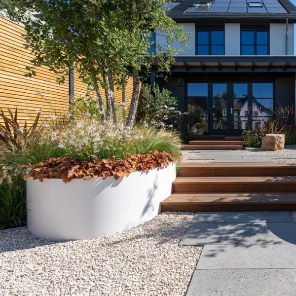 Plantenbak Ellipse met bodem aluminium 200x120x60 cm