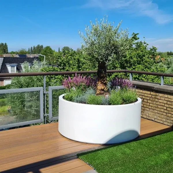 Plantenbak Circum met bodem aluminium Ø60x80 cm