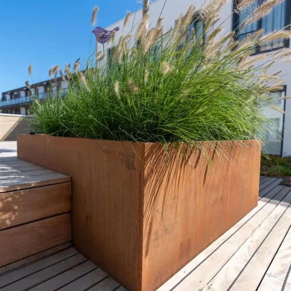 Plantenbak Carrez met bodem cortenstaal 200x40x80 cm