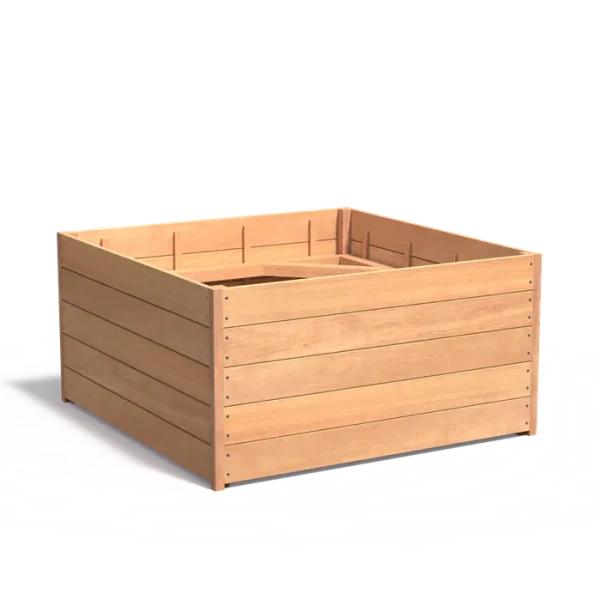 Plantenbak Carrez met bodem hardhout 140x140x71,3 cm