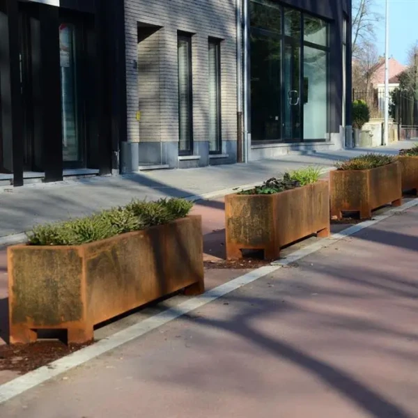 Plantenbak Carrez met poten cortenstaal 120x50x60 cm