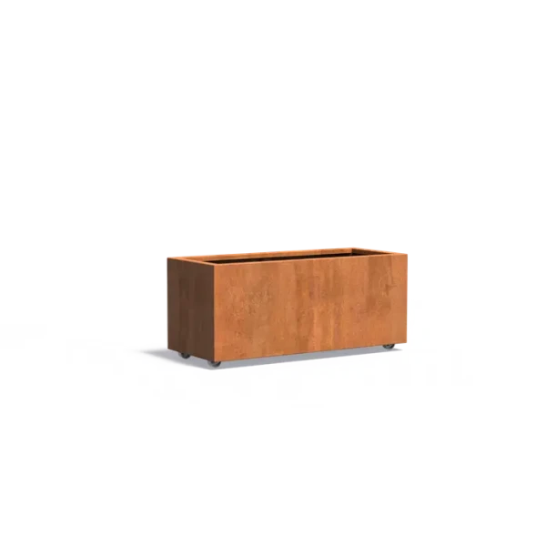 Plantenbak Carrez met wielen cortenstaal 120x50x50 cm